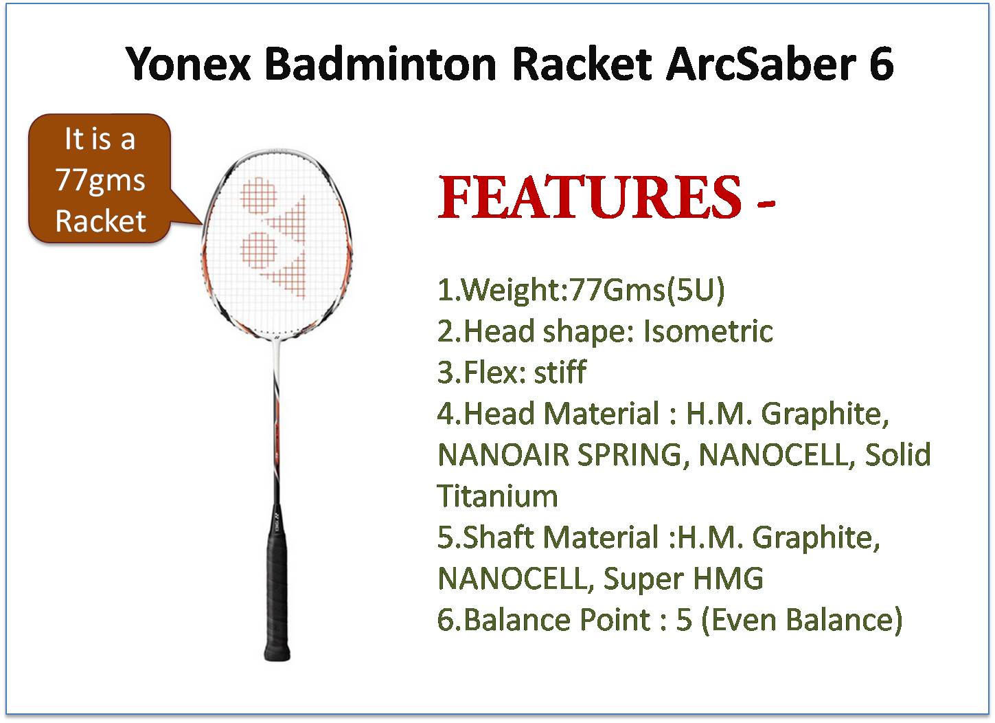 Yonex Badminton Racket Weight Chart