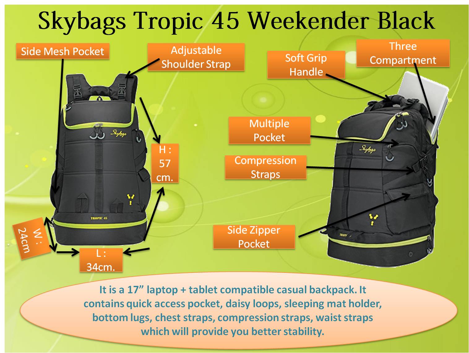 skybags tropic 45