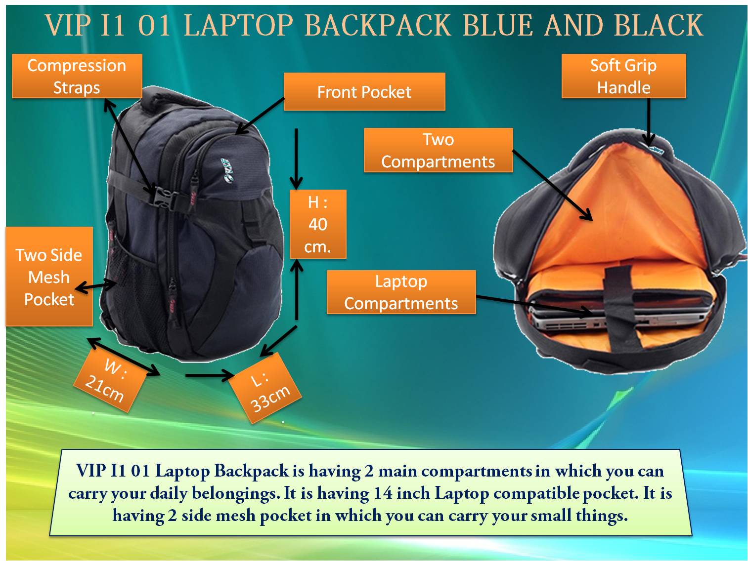 vip i1 03 laptop backpack