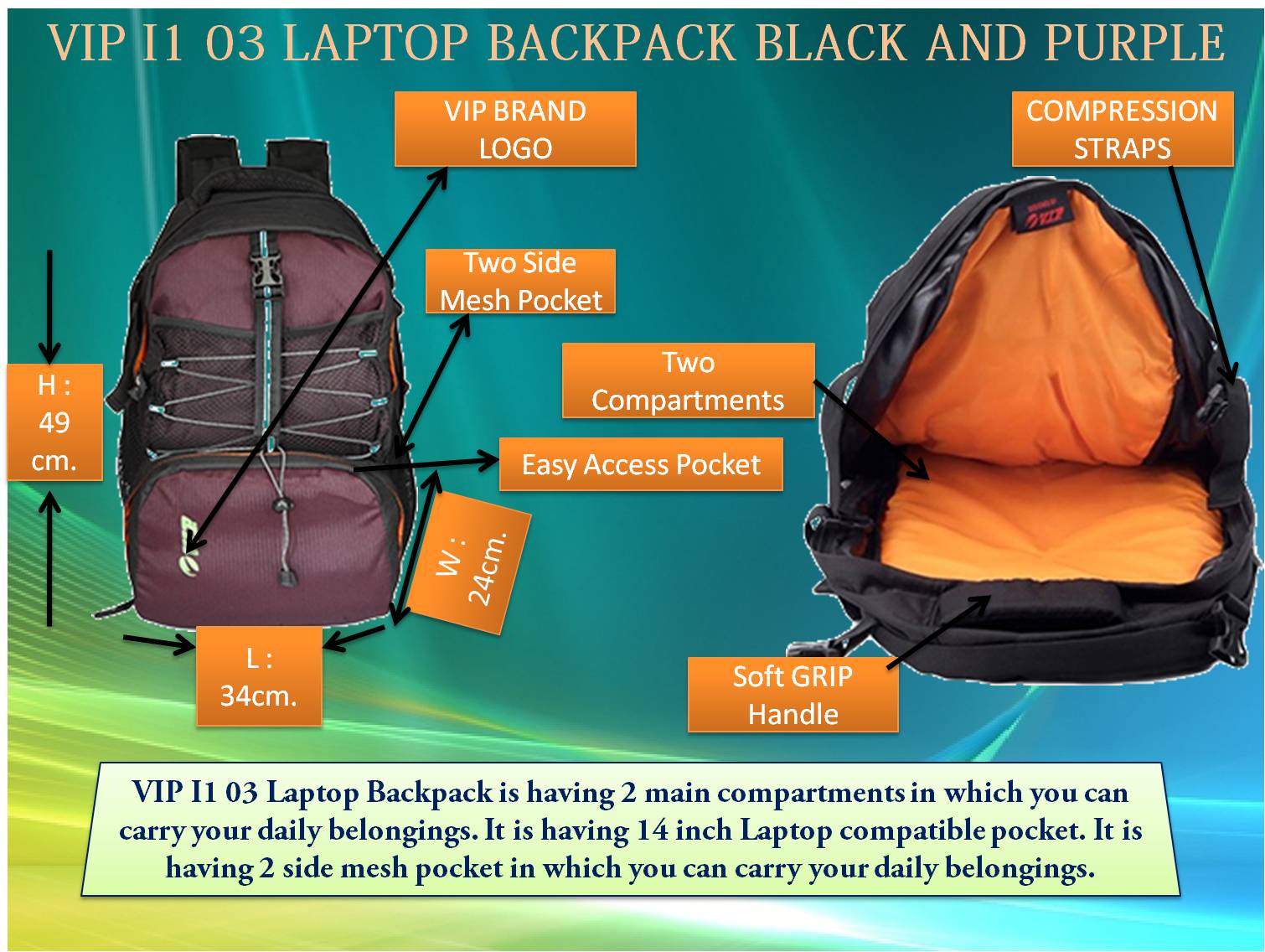 vip i1 03 laptop backpack