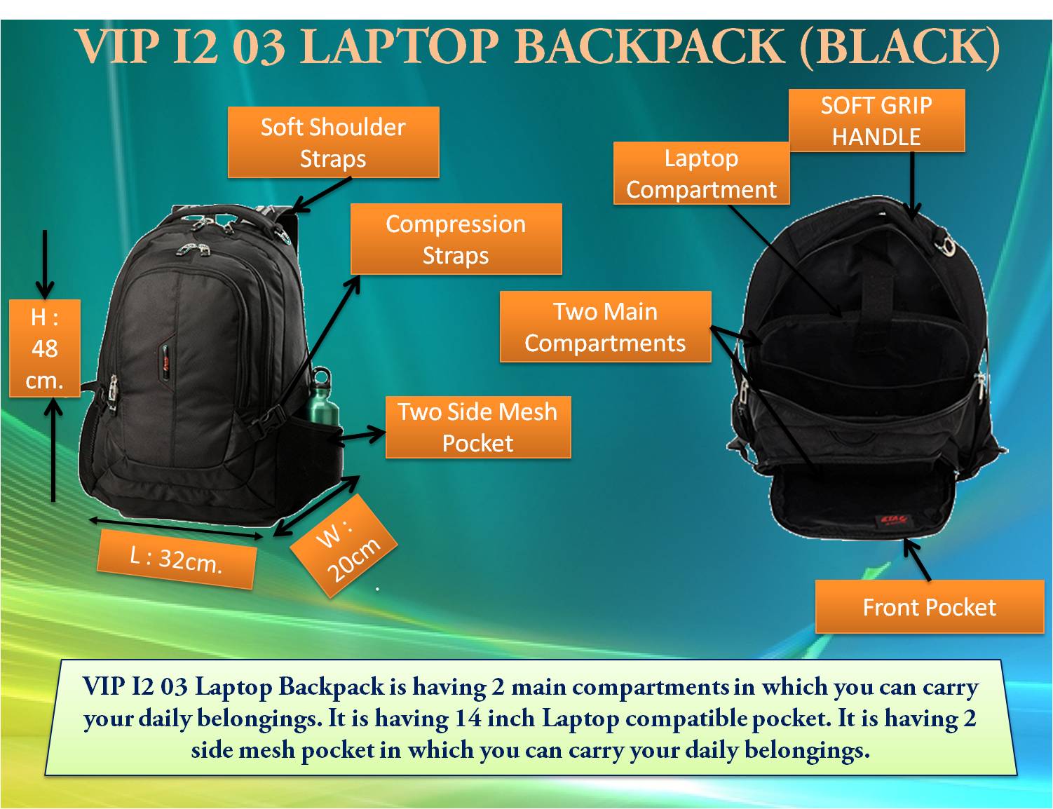 vip i1 03 laptop backpack